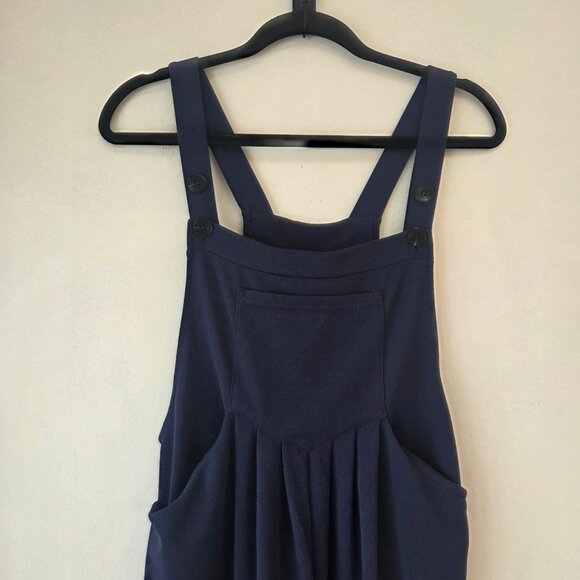 Halara Navy Blue Pockets Waffle Casual Jogger Overalls Jumpsuit Women's M - Picture 4 of 9